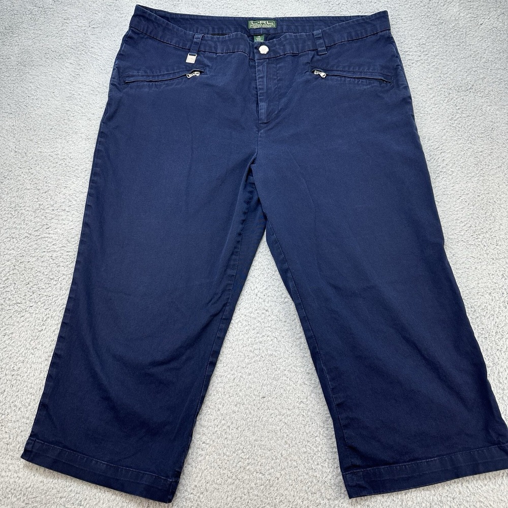 Lauren Ralph Lauren Womens Capri Pants 6 Navy Blue Casual Active Outdoors Zip